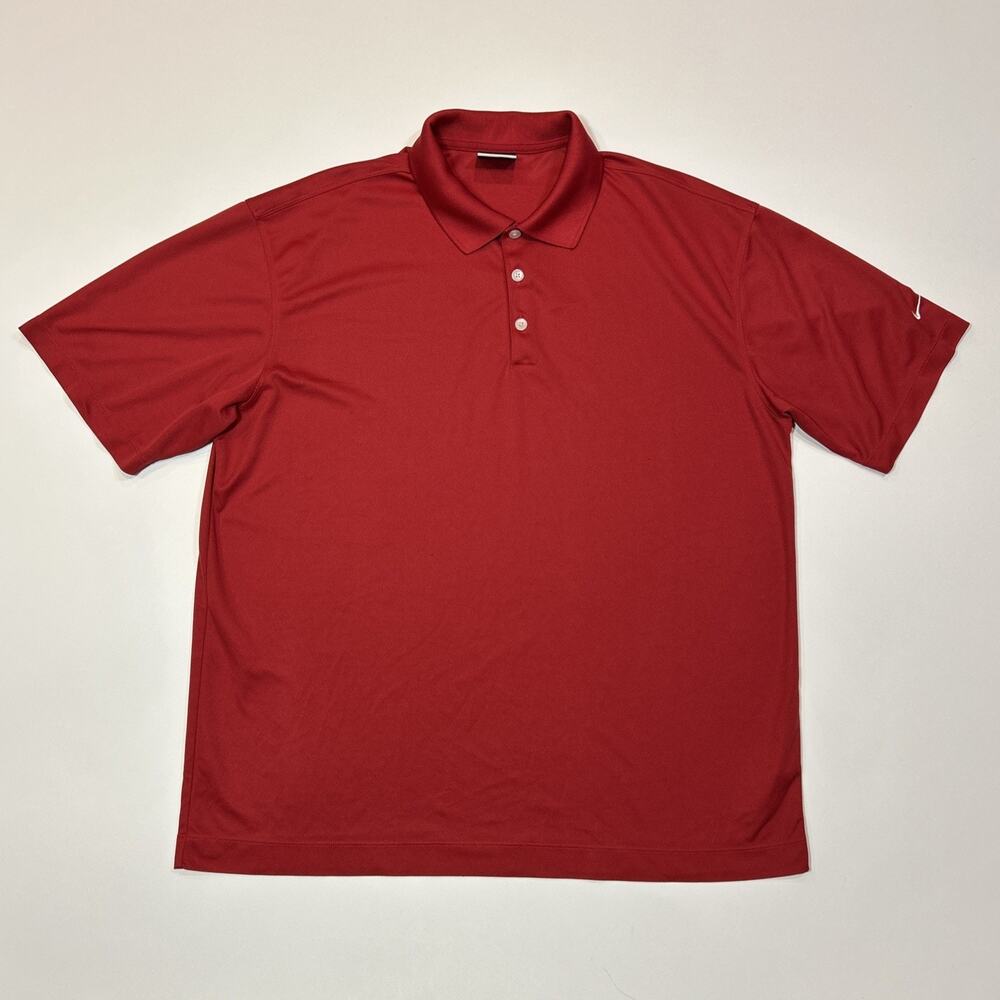 Nike Golf Polo Shirt Mens Size Large Red Short Sleeve Dri Fit Logo